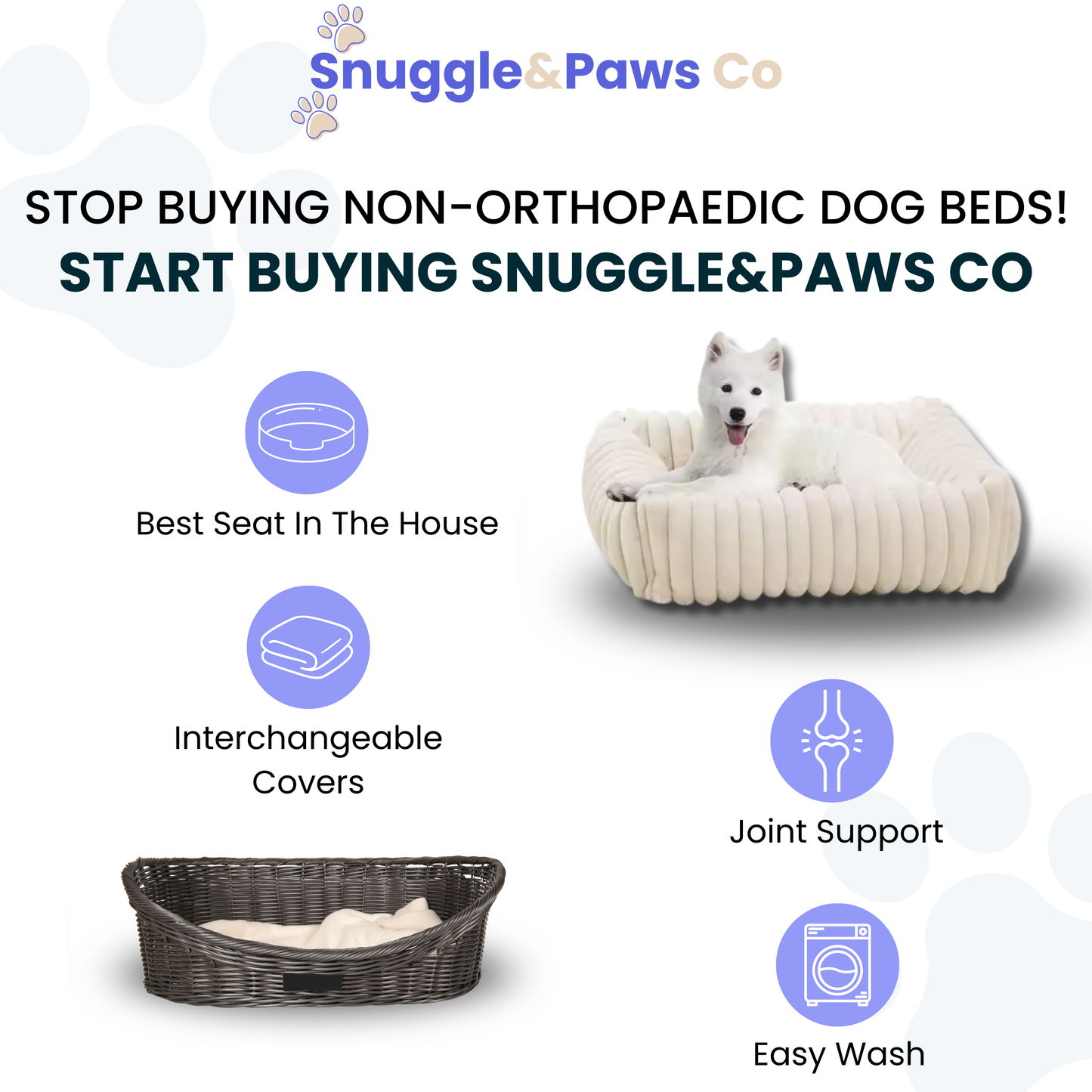 Snuggle&PawsCo - Orthopaedic Dog Bed 50% OFF Freebie Cooling Mat